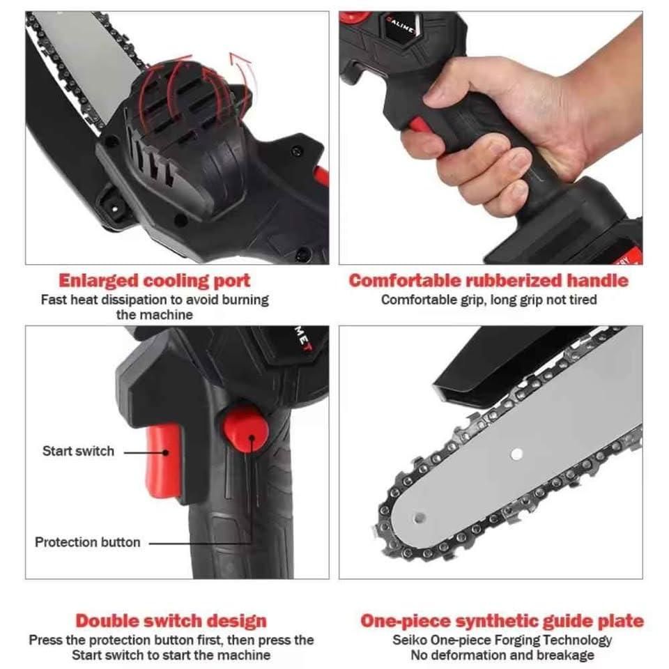 Cordless Battery Powered Electric Chainsaw for Tree Trimming, Wood Cutting