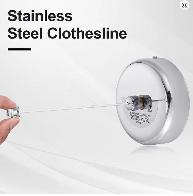 Stainless Steel Retractable Adjustable Clothesline (Pack of 2)